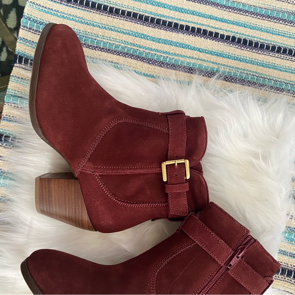 Diba sleek booties burgundy suede ankle boots - Picture 7 of 15